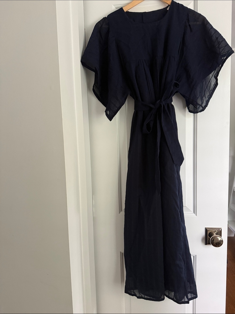 Emerson Fry Navy Maxi Dress with Tie Waist